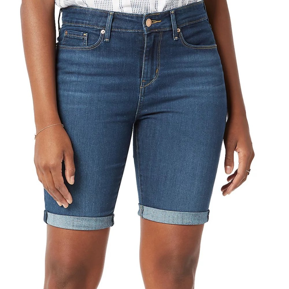 Signature Levi Strauss & Co.™ Mid Rise Bermuda Shorts DARKER of 2 Blues…
